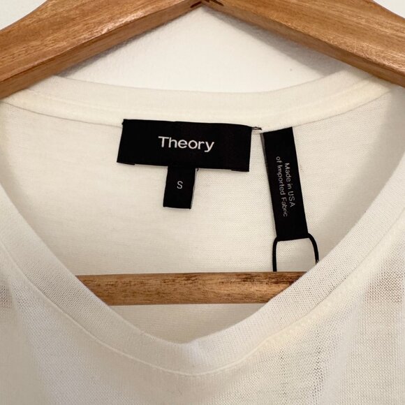 THEORY SHEER IVORY DRAPY PLEATS PEPLUM TOP -SIZE SMALL - Picture 3 of 7